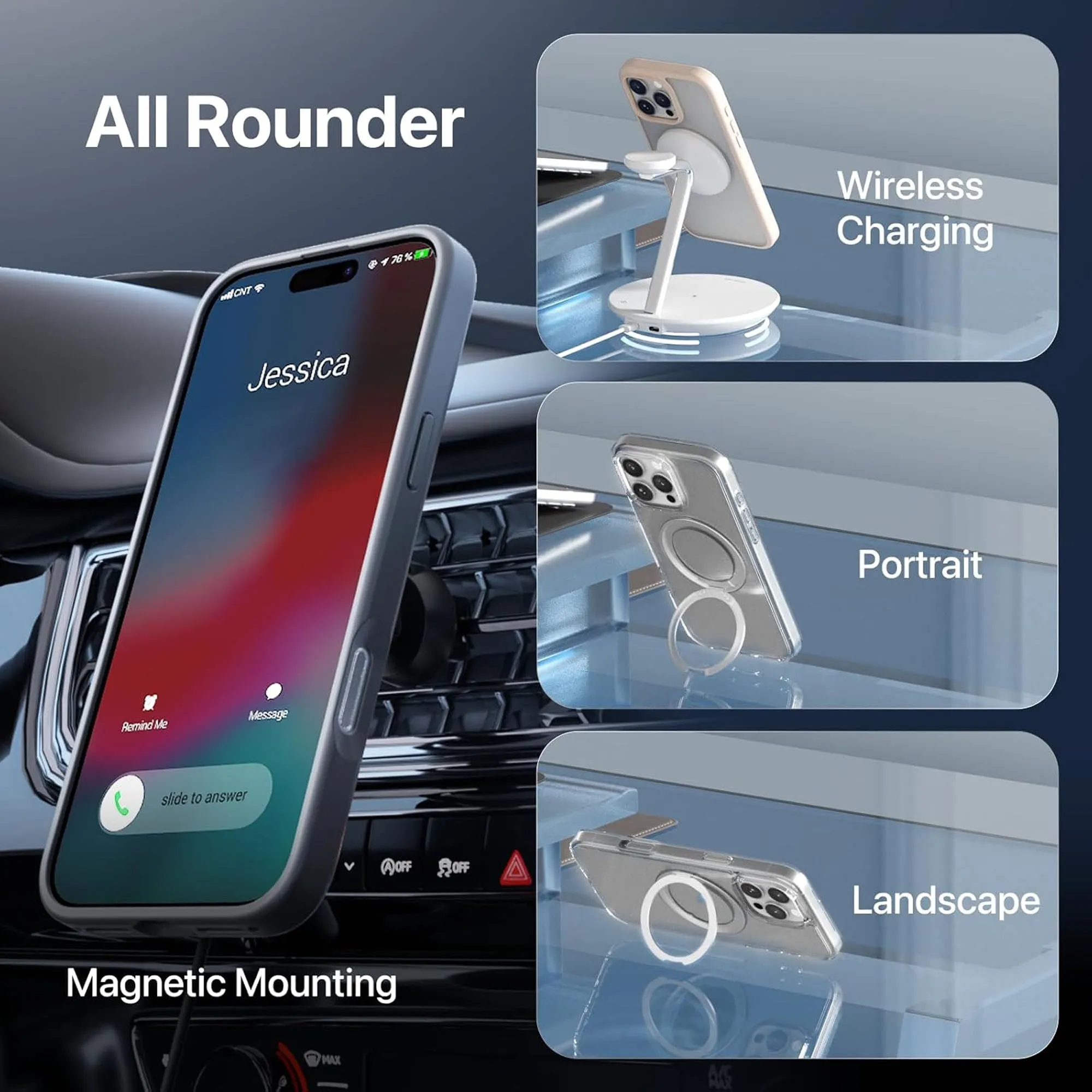 MAGEASY MagStand 360 M Rotating Ring Protective Case for iPhone 16 Series