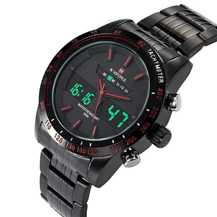 Men Brand NAVIFORCE Watches men luxury Full Steel Quartz Clock LED Digital Watch Army Military Sport watch