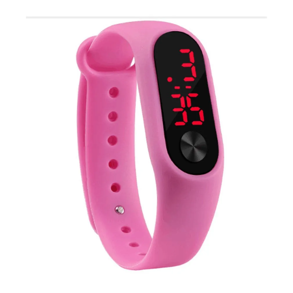 Men Women Casual Sports Bracelet Watches White LED Electronic Digital Candy Color Silicone Wrist Watch for Children Kids