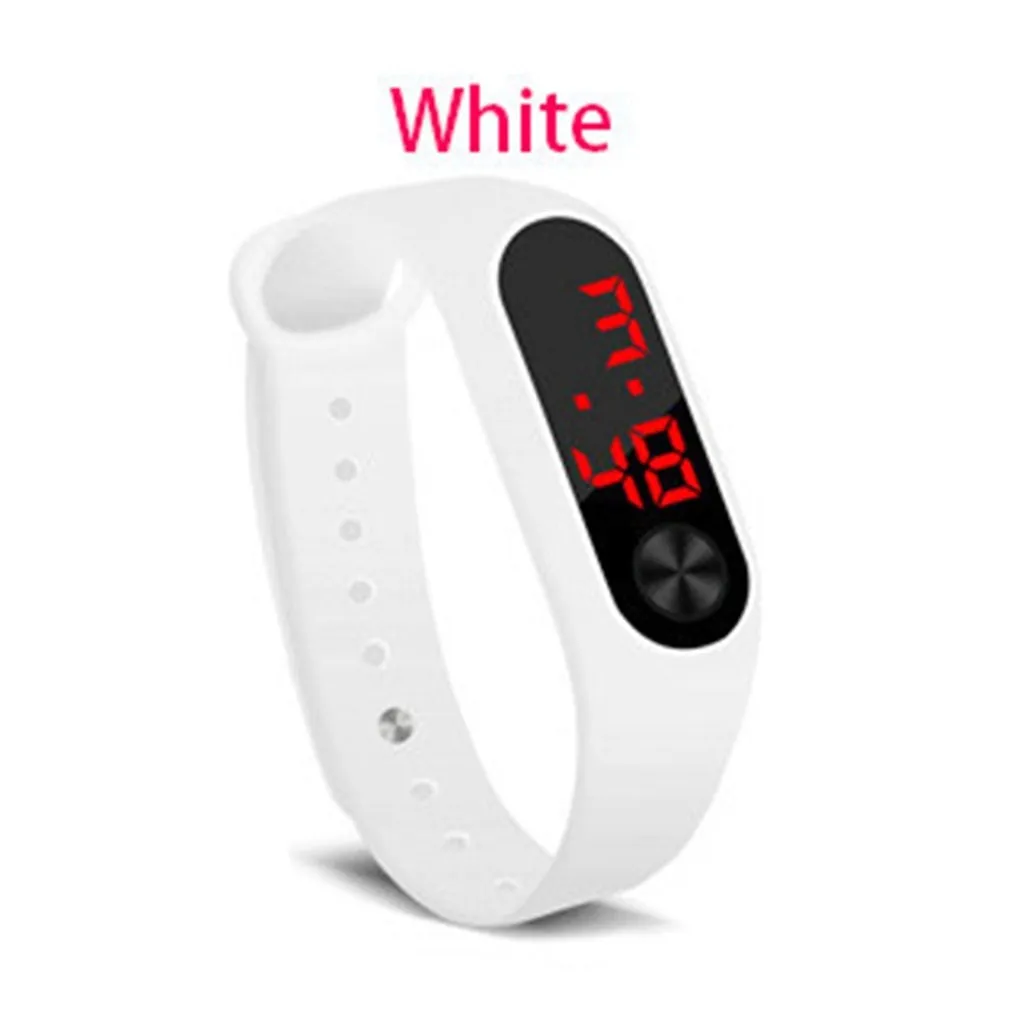 Men Women Casual Sports Bracelet Watches White LED Electronic Digital Candy Color Silicone Wrist Watch for Children Kids