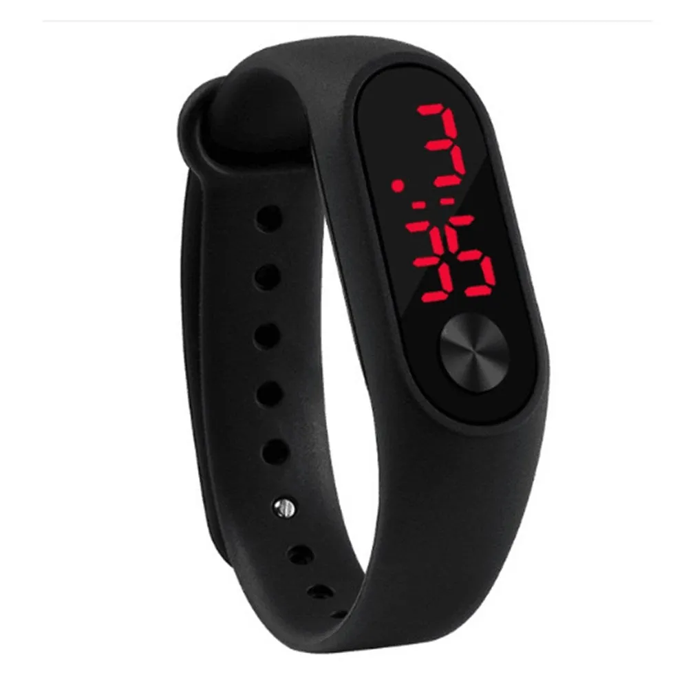 Men Women Casual Sports Bracelet Watches White LED Electronic Digital Candy Color Silicone Wrist Watch for Children Kids