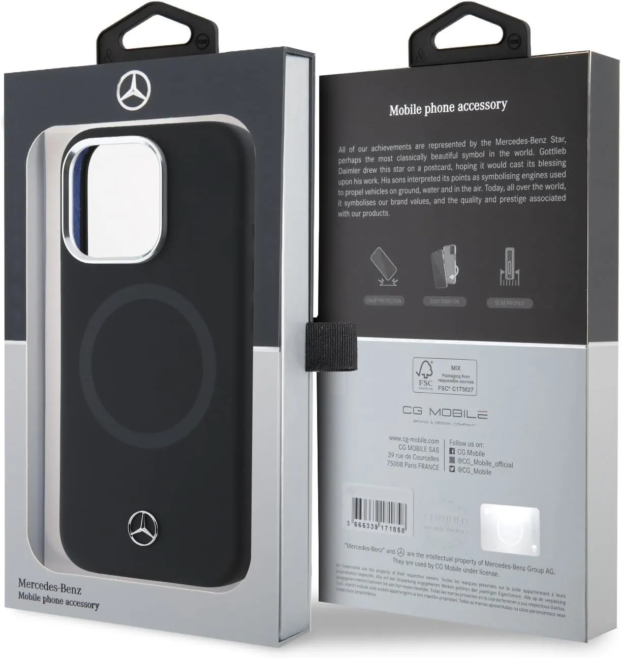 Mercedes Benz Silicone Tonal Logo Case with MagSafe iPhone 16 Pro 6.3" Black - MEHMP16L23SUTTK