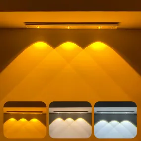 MERTTURM Motion Sensor Cabinet Mood Light, 45cm Wireless Closet Light, 1500mAh Rechargeable Dimmable LED Light Bar with 3 Light Colors, Magnetic Install for Kitchen Wardrobe Cupboard(1800K-6500K)