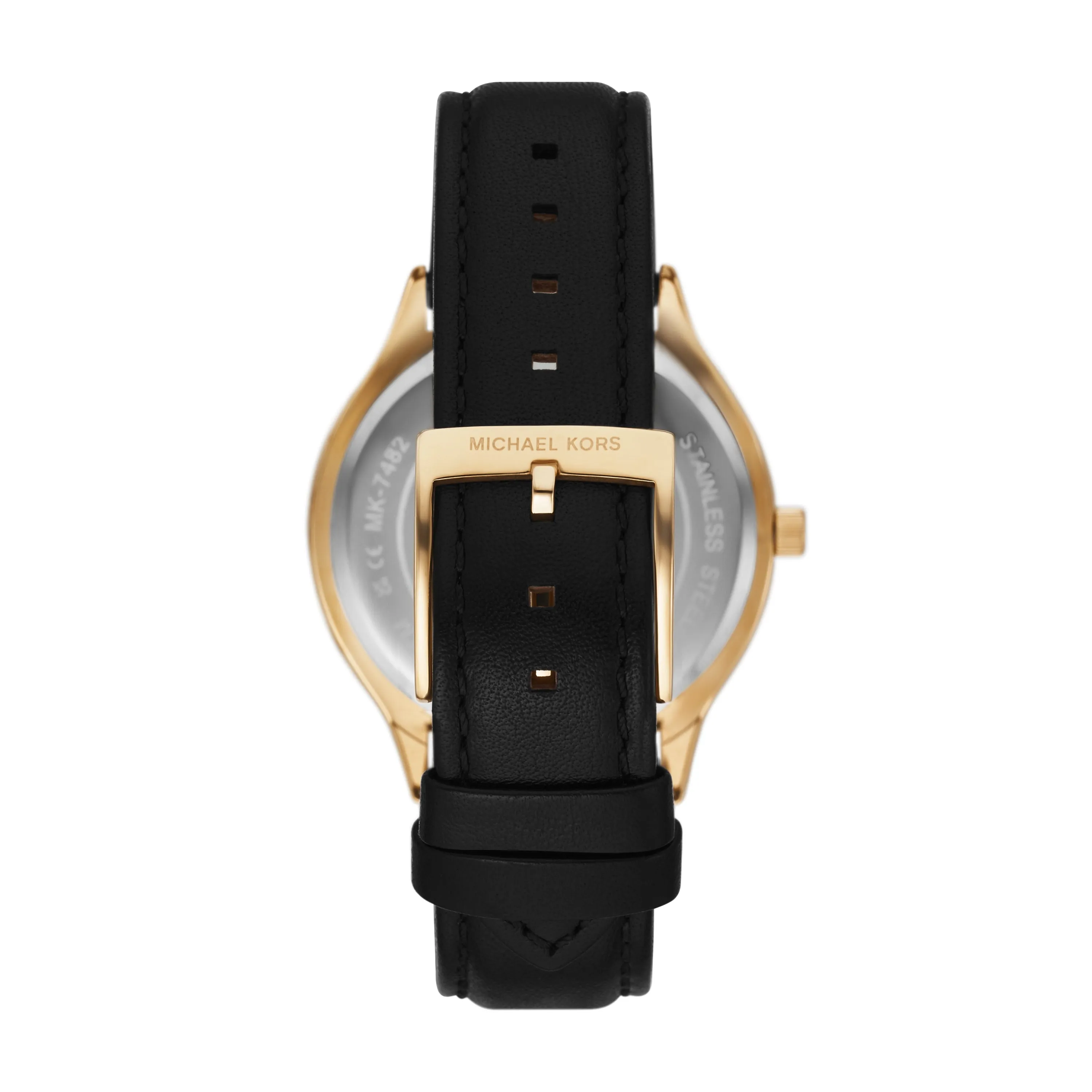 Michael Kors Slim Runway Three-Hand Black Leather Watch MK7482