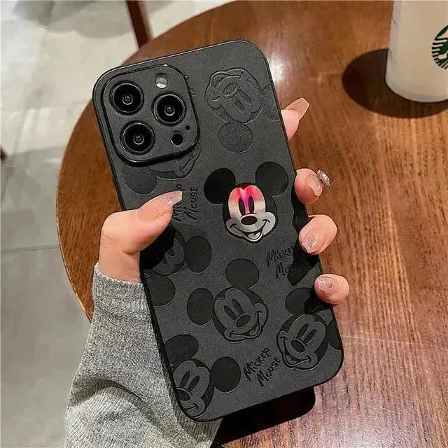 Mickey Mouse Laser Embossed Rainbow Effect Cover for All iPhone Models