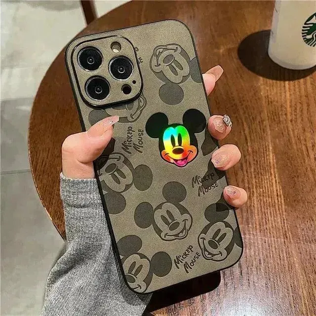 Mickey Mouse Laser Embossed Rainbow Effect Cover for All iPhone Models