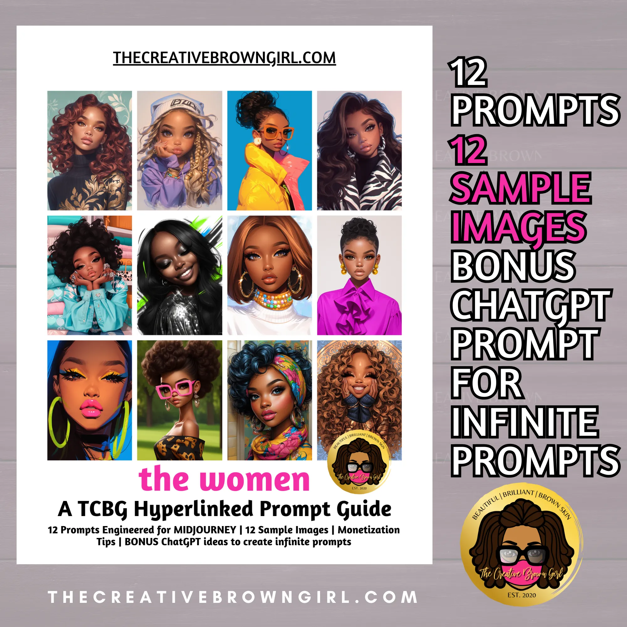 MidJourney AI Art Prompt Guide - "The Women" | 12 Hyperlinked Prompts   Bonus ChatGPT Prompt