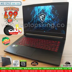 MSI Gf63 Thin 10sc i5 10Th Gen GTX 1650 Gaming Laptop Offers (New Open Box)