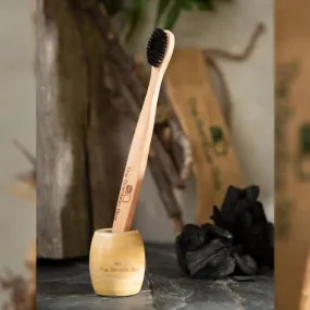 Neem Wood Toothbrush | Curve Handmade Handle | Charcoal Infused Bristles Antibacterial Properties