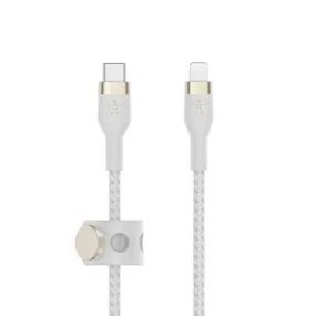 New - Belkin BoostCharge Pro Flex USB-C Lightning Connector 10' Cable   Strap - Chardonnay