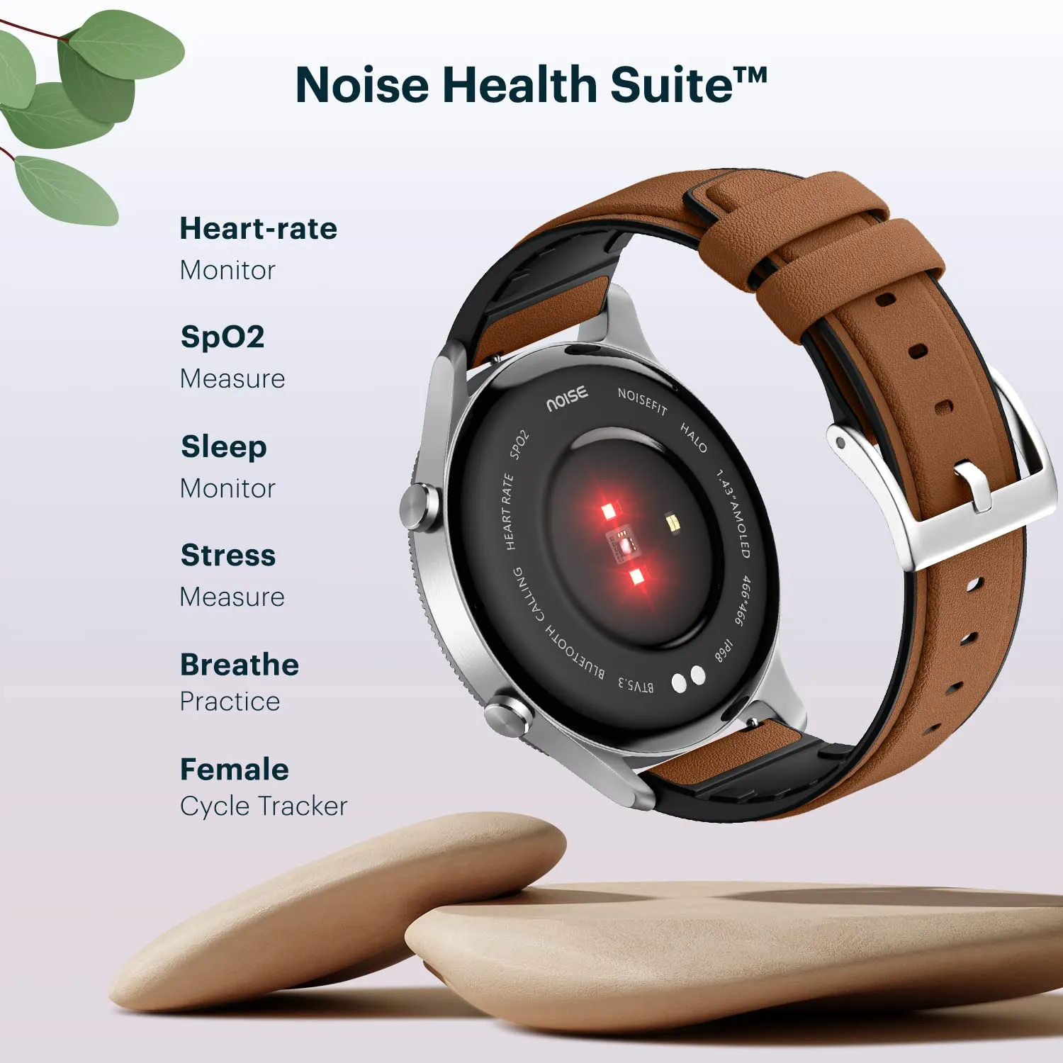 NoiseFit Halo 1.43" AMOLED Display, Bluetooth Calling Round Dial Smart Watch, Premium Metallic Build, Always on Display, Smart Gesture Control, 100 Sports Modes (Jet Black)