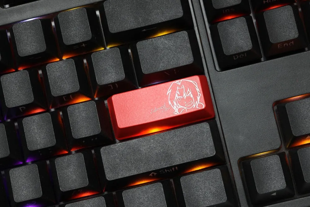 Novelty Shine Through Keycap ABS Etched black red enter backspace Edward Arufones