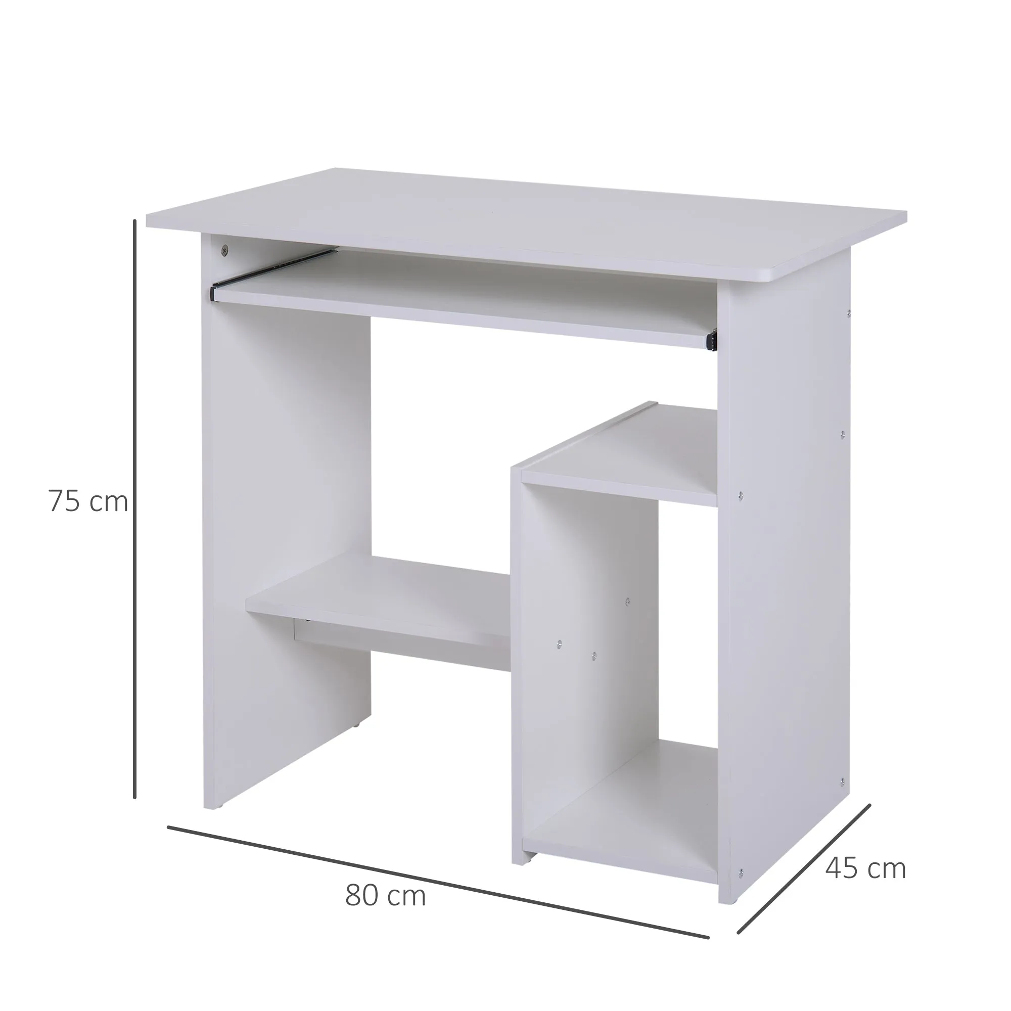 Office Desk Wooden Desk Keyboard Tray Storage Shelf Modern Corner Table Home Office White