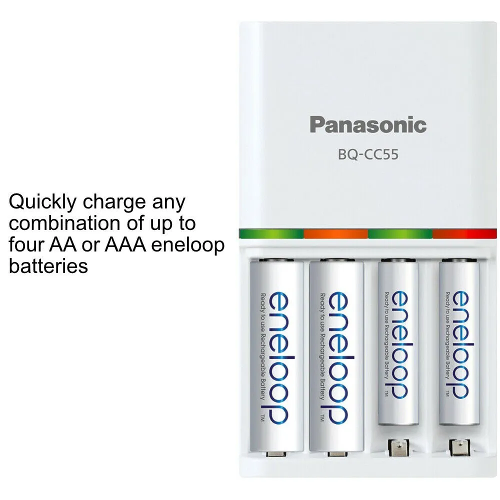 Panasonic eneloop Quick Charger with 4 AA Rechargeable Batteries