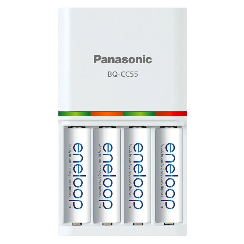 Panasonic eneloop Quick Charger with 4 AA Rechargeable Batteries