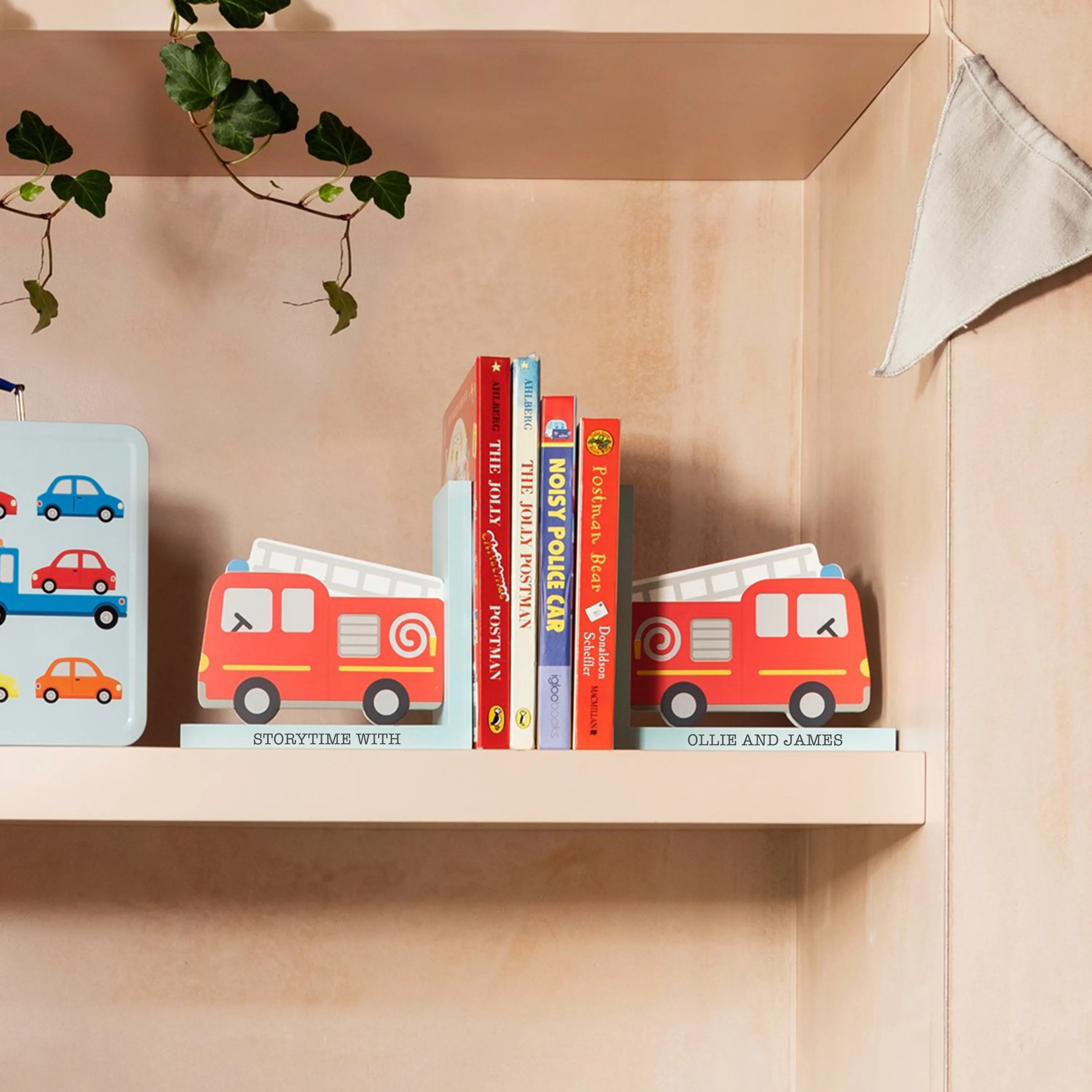 Personalised Kids Fire Engine Bookends