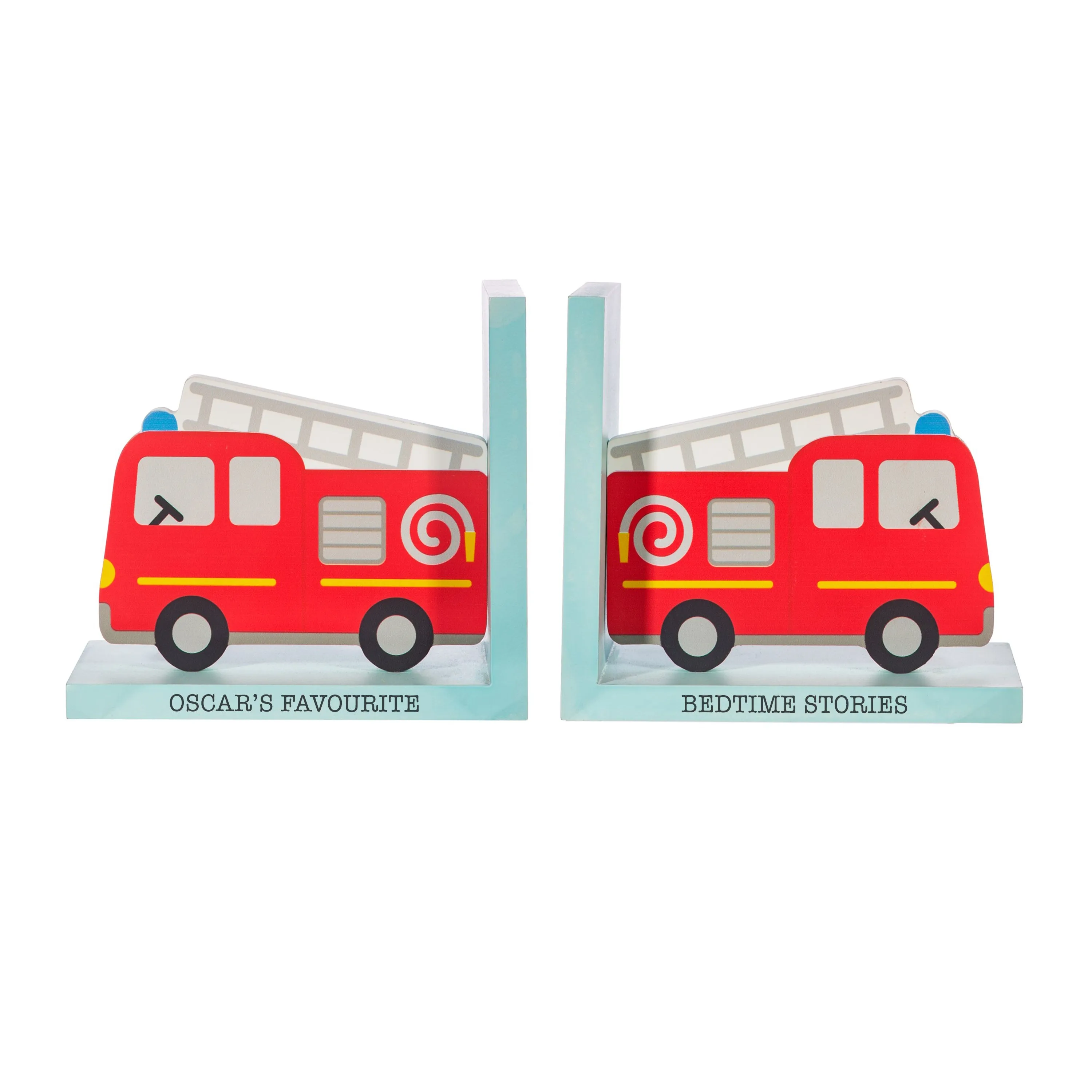 Personalised Kids Fire Engine Bookends