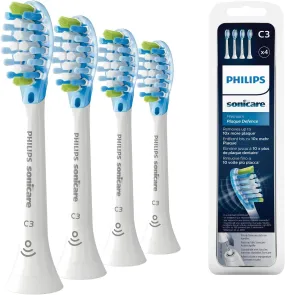 Philips Sonicare Original C3 Premium Plaque Defence Standard Sonic Toothbrush Heads - 4 Pack in White (Model HX9044/17)