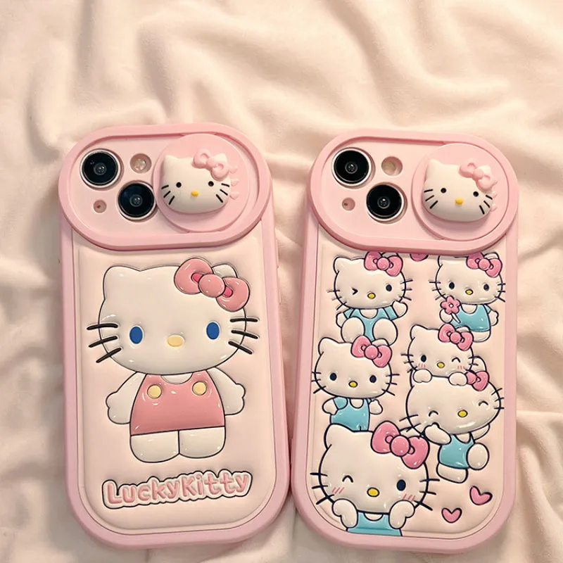 Pink Cartoon Kitty Silicone Phone Case KI486