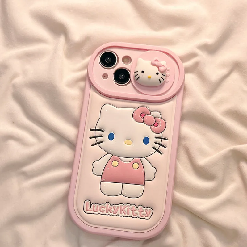 Pink Cartoon Kitty Silicone Phone Case KI486