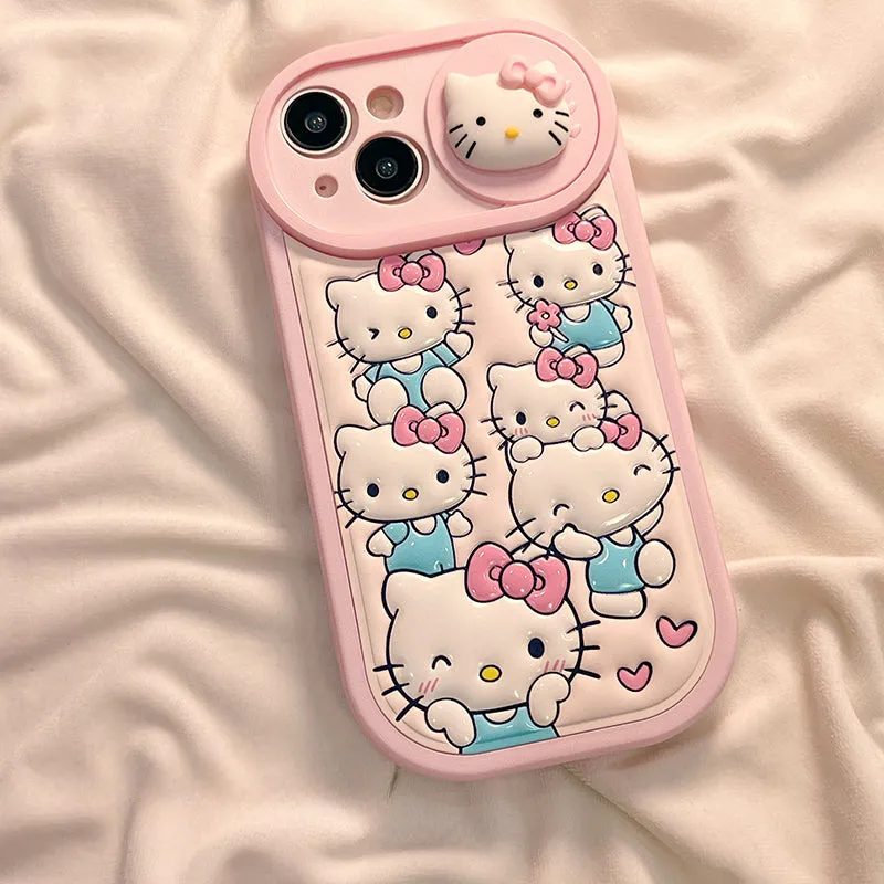 Pink Cartoon Kitty Silicone Phone Case KI486