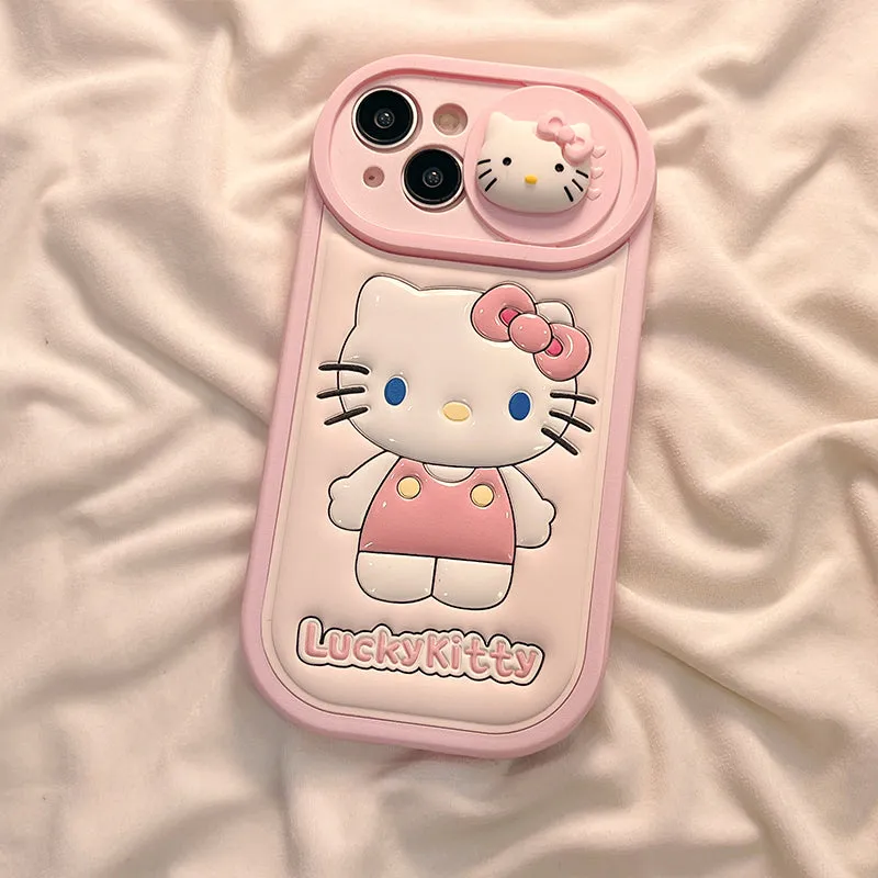 Pink Cartoon Kitty Silicone Phone Case KI486