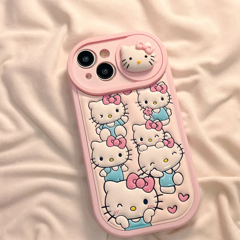 Pink Cartoon Kitty Silicone Phone Case KI486