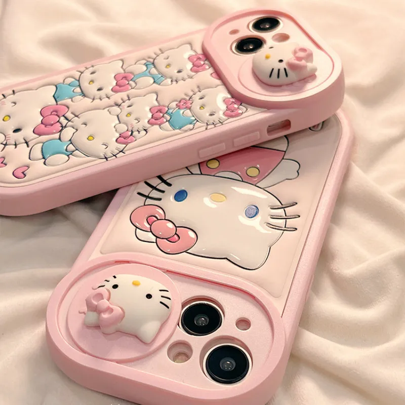 Pink Cartoon Kitty Silicone Phone Case KI486