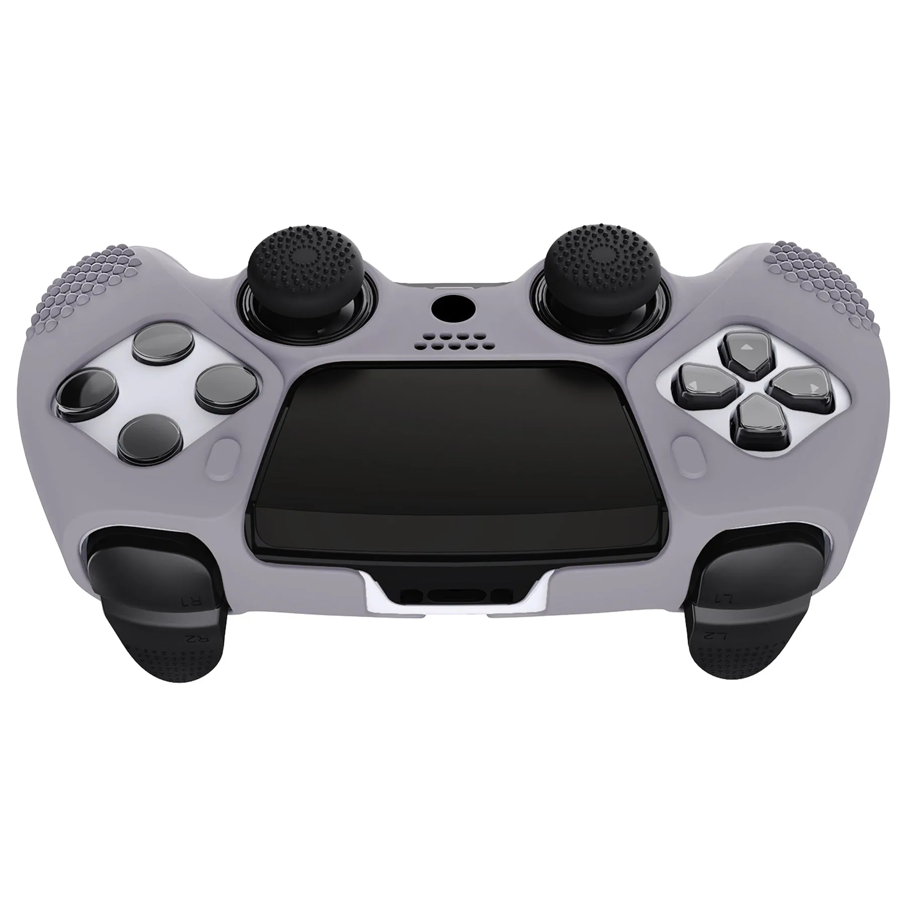 PlayVital 3D Studded Edition Anti-Slip Silicone Cover Case for ps5 Edge Controller, Soft Rubber Protector Skin for ps5 Edge Wireless Controller with 6 Thumb Grip Caps - Metallic Gray - ETPFP013