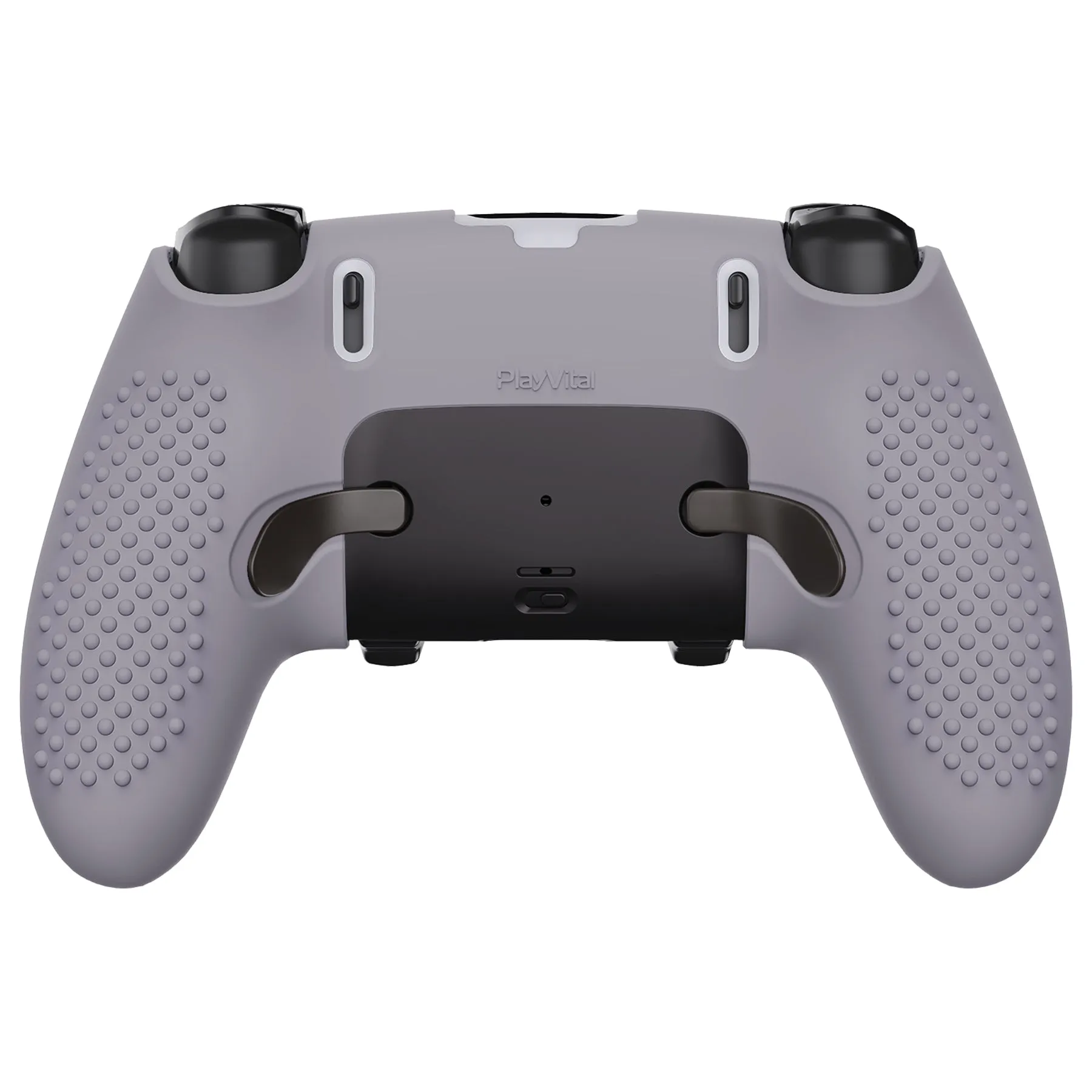 PlayVital 3D Studded Edition Anti-Slip Silicone Cover Case for ps5 Edge Controller, Soft Rubber Protector Skin for ps5 Edge Wireless Controller with 6 Thumb Grip Caps - Metallic Gray - ETPFP013