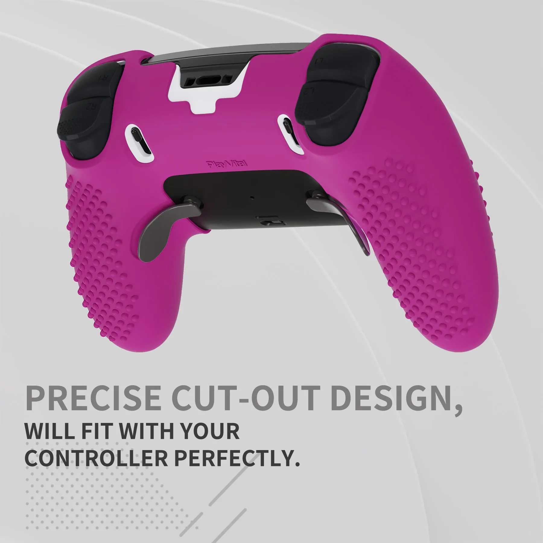 PlayVital 3D Studded Edition Anti-Slip Silicone Cover Case for ps5 Edge Controller, Soft Rubber Protector Skin for ps5 Edge Wireless Controller with 6 Thumb Grip Caps - Neon Purple - ETPFP017