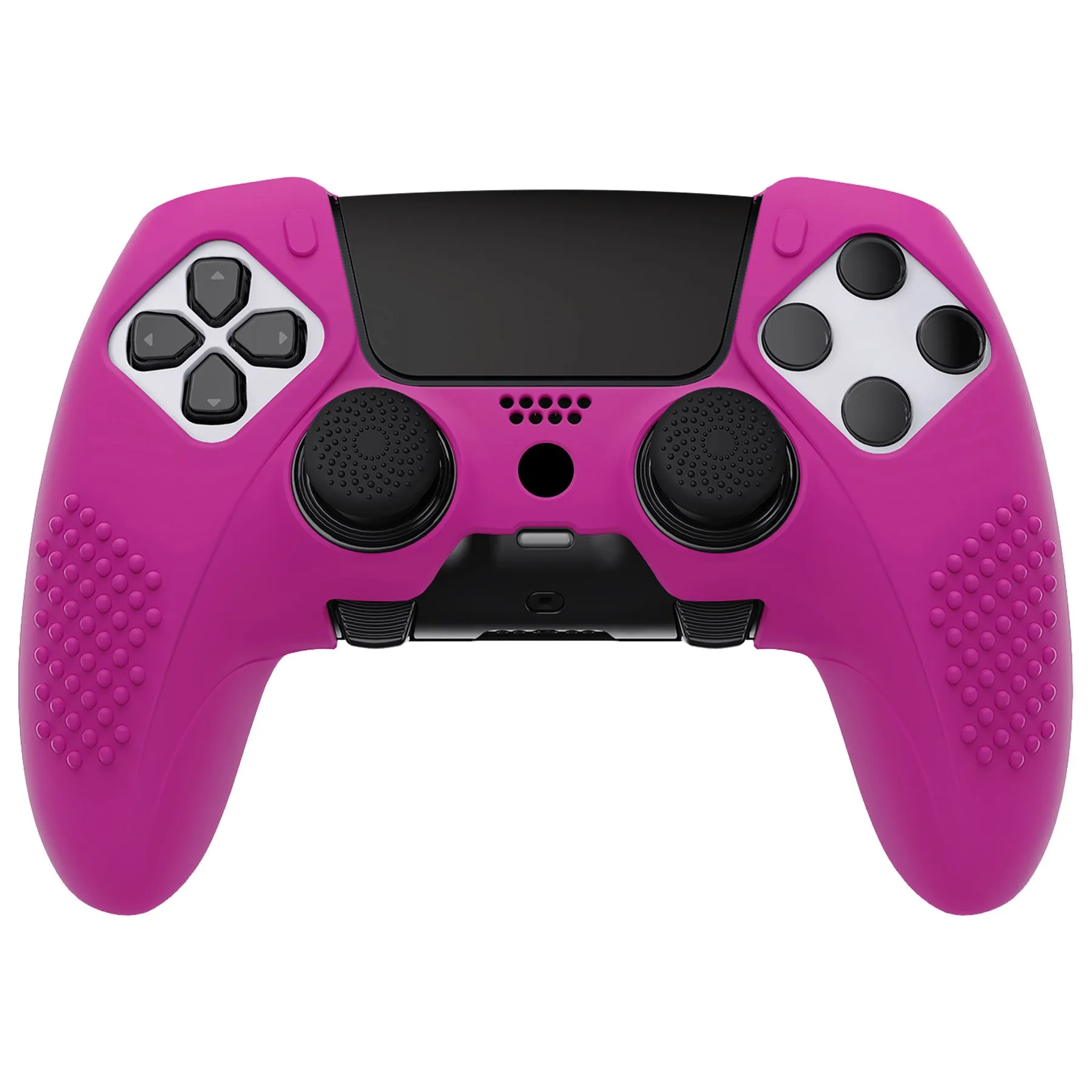 PlayVital 3D Studded Edition Anti-Slip Silicone Cover Case for ps5 Edge Controller, Soft Rubber Protector Skin for ps5 Edge Wireless Controller with 6 Thumb Grip Caps - Neon Purple - ETPFP017