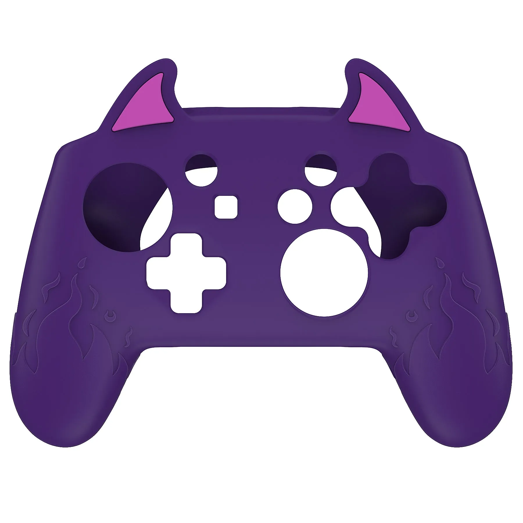 PlayVital Cute Demon Silicone Grip Cover for Nintendo Switch Pro Controller, Anti-Slip Protective Skin with Joystick Caps and Stickers Compatible with Nintendo Switch Pro - Purple - AMDNPP001