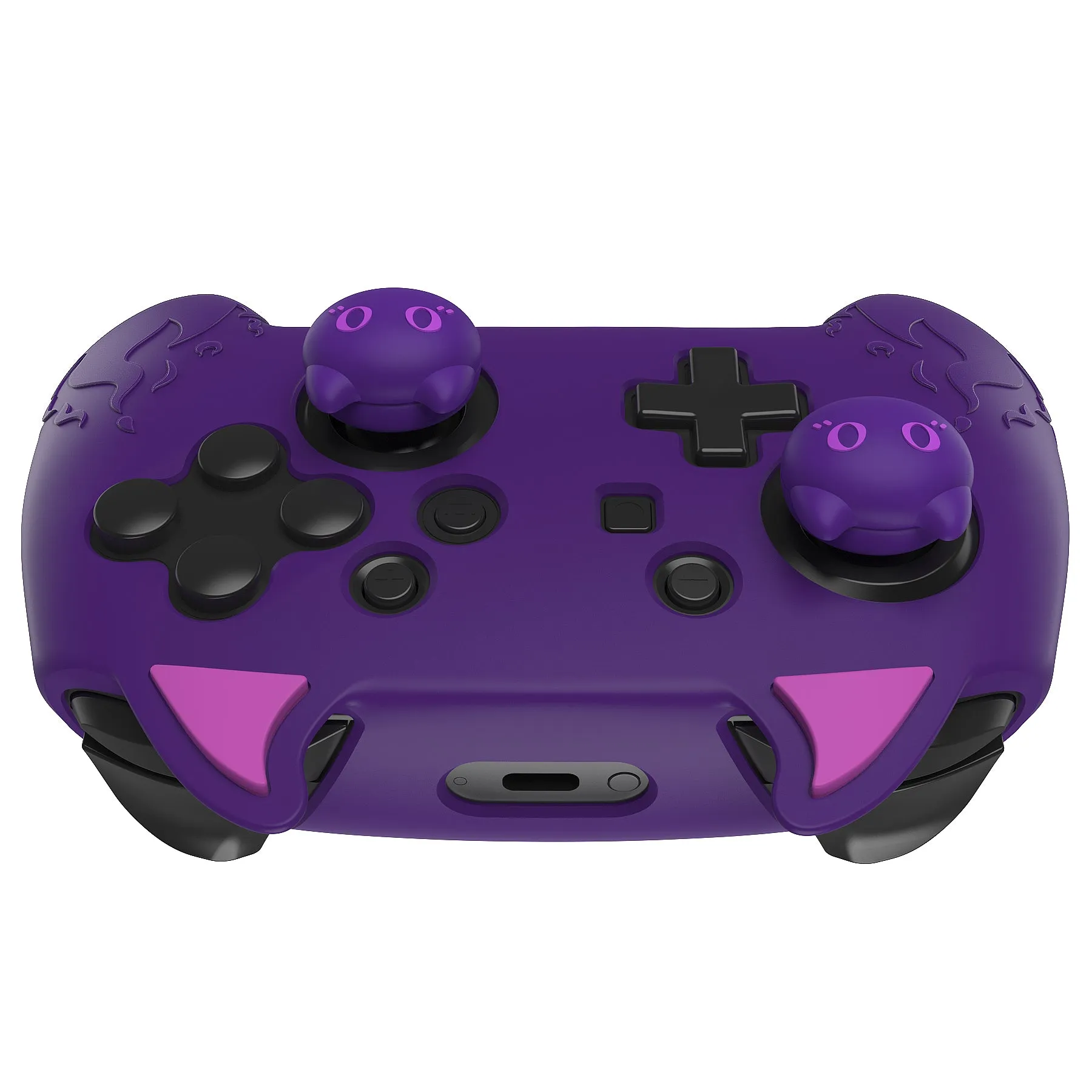 PlayVital Cute Demon Silicone Grip Cover for Nintendo Switch Pro Controller, Anti-Slip Protective Skin with Joystick Caps and Stickers Compatible with Nintendo Switch Pro - Purple - AMDNPP001