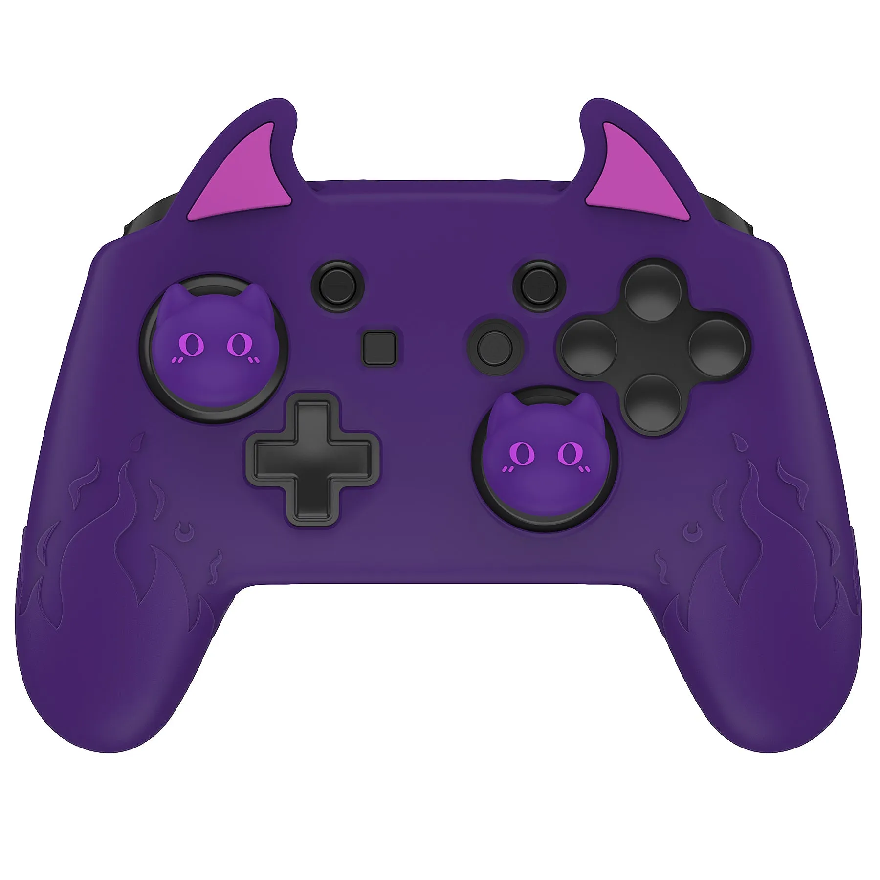 PlayVital Cute Demon Silicone Grip Cover for Nintendo Switch Pro Controller, Anti-Slip Protective Skin with Joystick Caps and Stickers Compatible with Nintendo Switch Pro - Purple - AMDNPP001