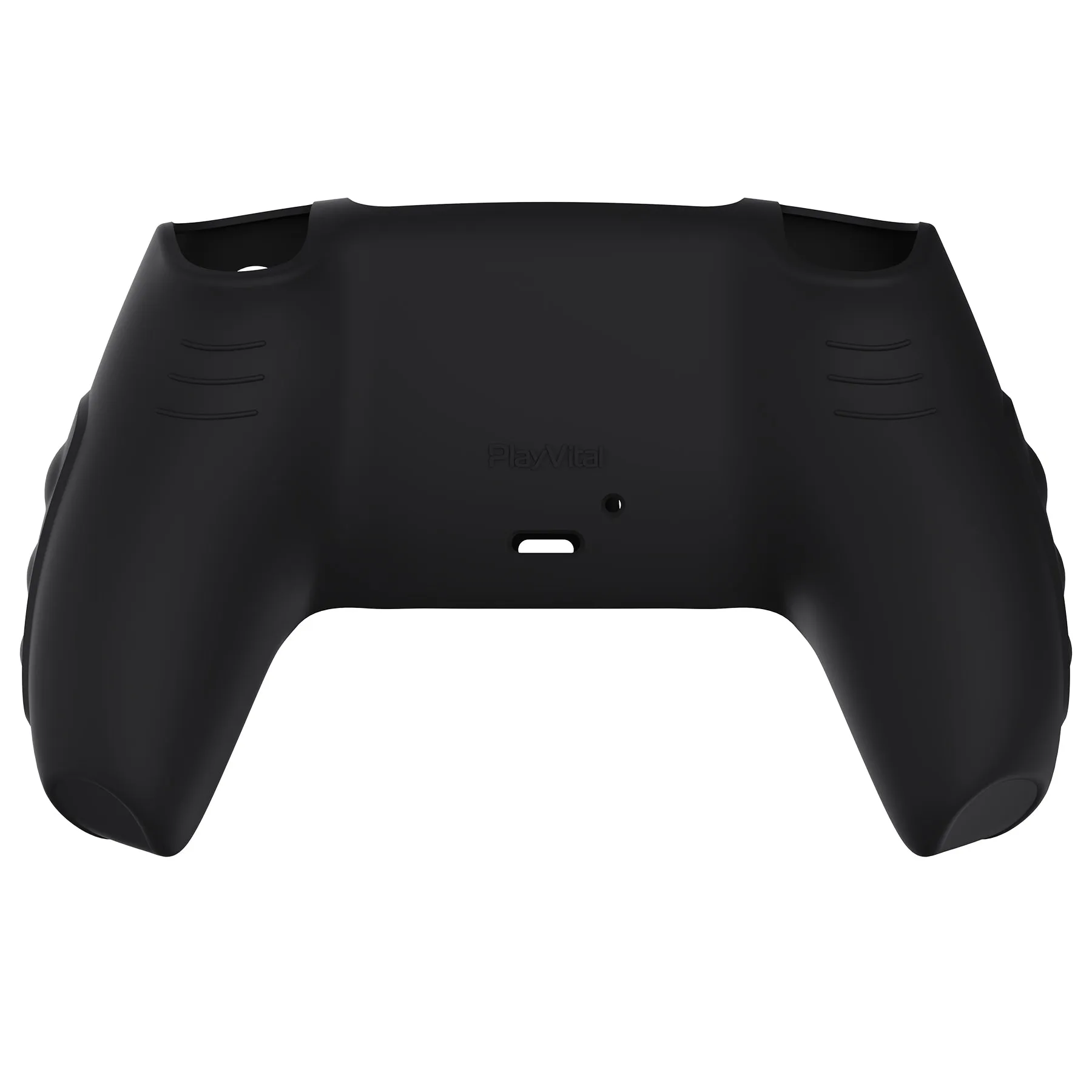 PlayVital Knight Edition Black & White Two Tone Anti-Slip Silicone Cover Skin for Playstation 5 Controller, Soft Rubber Case for PS5 Controller with Thumb Grip Caps - QSPF002