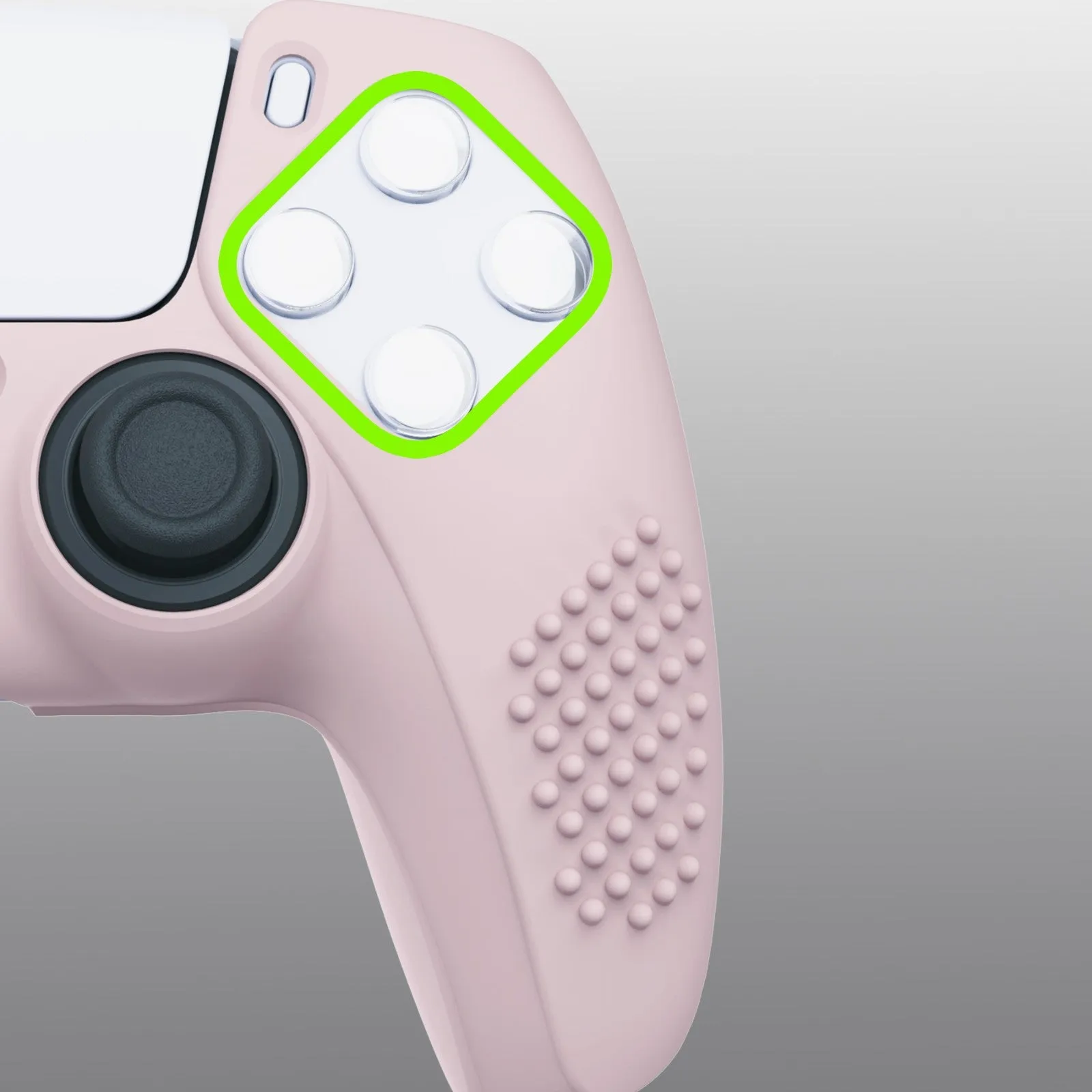 PlayVital Pink 3D Studded Edition Anti-slip Silicone Cover Skin for 5 Controller, Soft Rubber Case Protector for PS5 Wireless Controller with 6 White Thumb Grip Caps - TDPF005