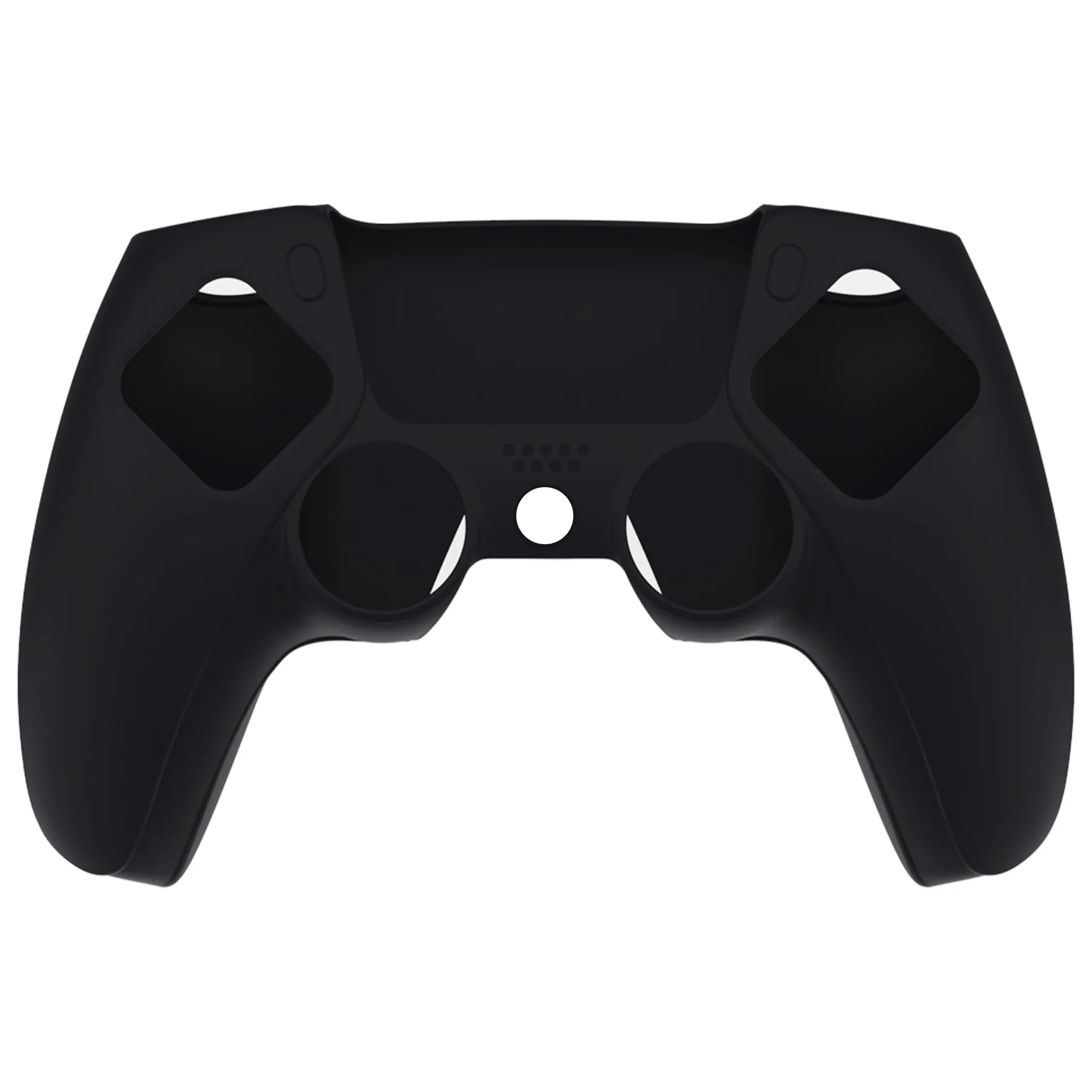 PlayVital Pure Series Dockable Model Anti-Slip Silicone Cover Skin for ps5 Controller, Soft Rubber Grip Case for ps5 Wireless Controller Fits with Charging Station with 6 Thumb Grip Caps - Black - EKPFP001