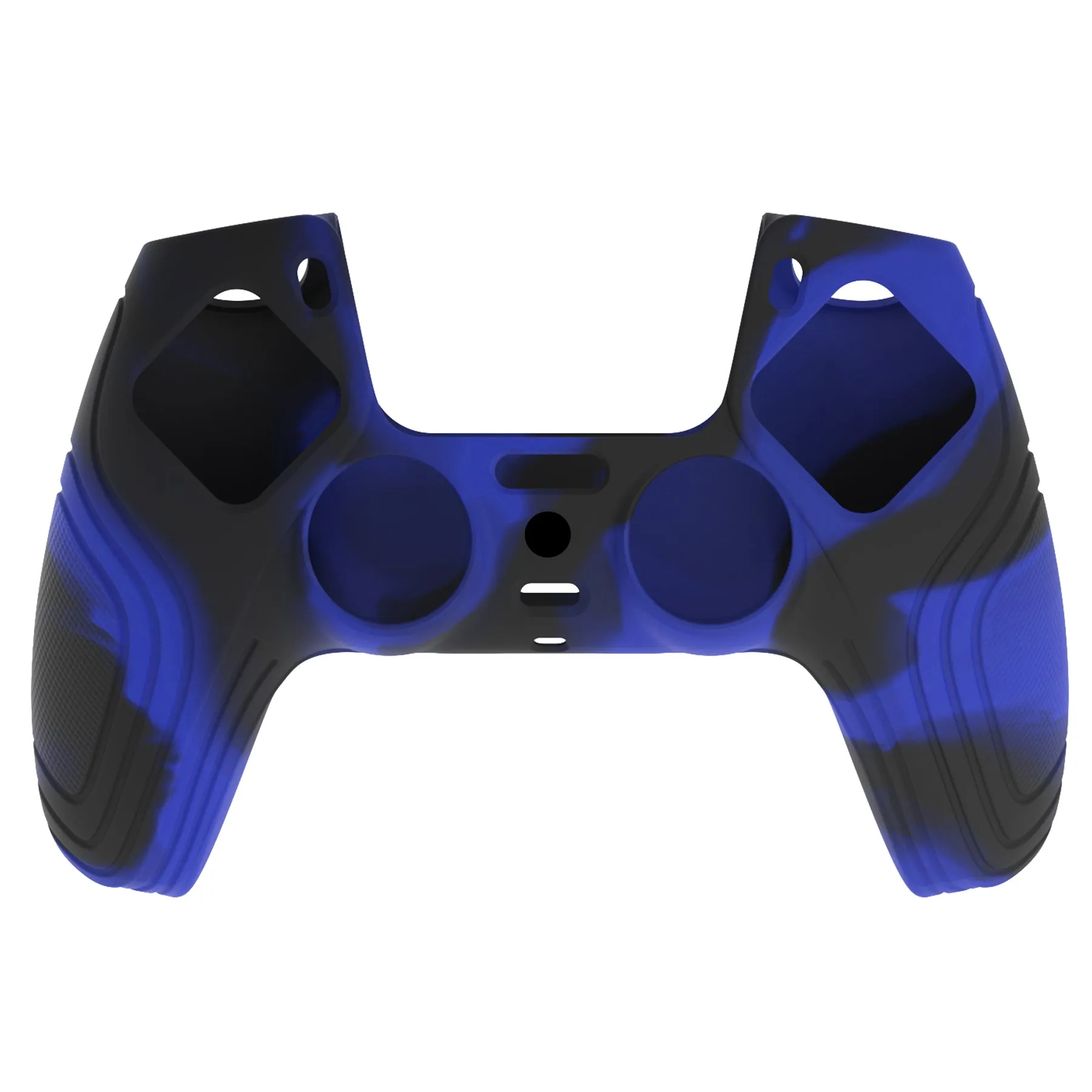 PlayVital Samurai Edition Blue & Black Anti-slip Controller Grip Silicone Skin, Ergonomic Soft Rubber Protective Case Cover for PlayStation 5 PS5 Controller with Black Thumb Stick Caps - BWPF017