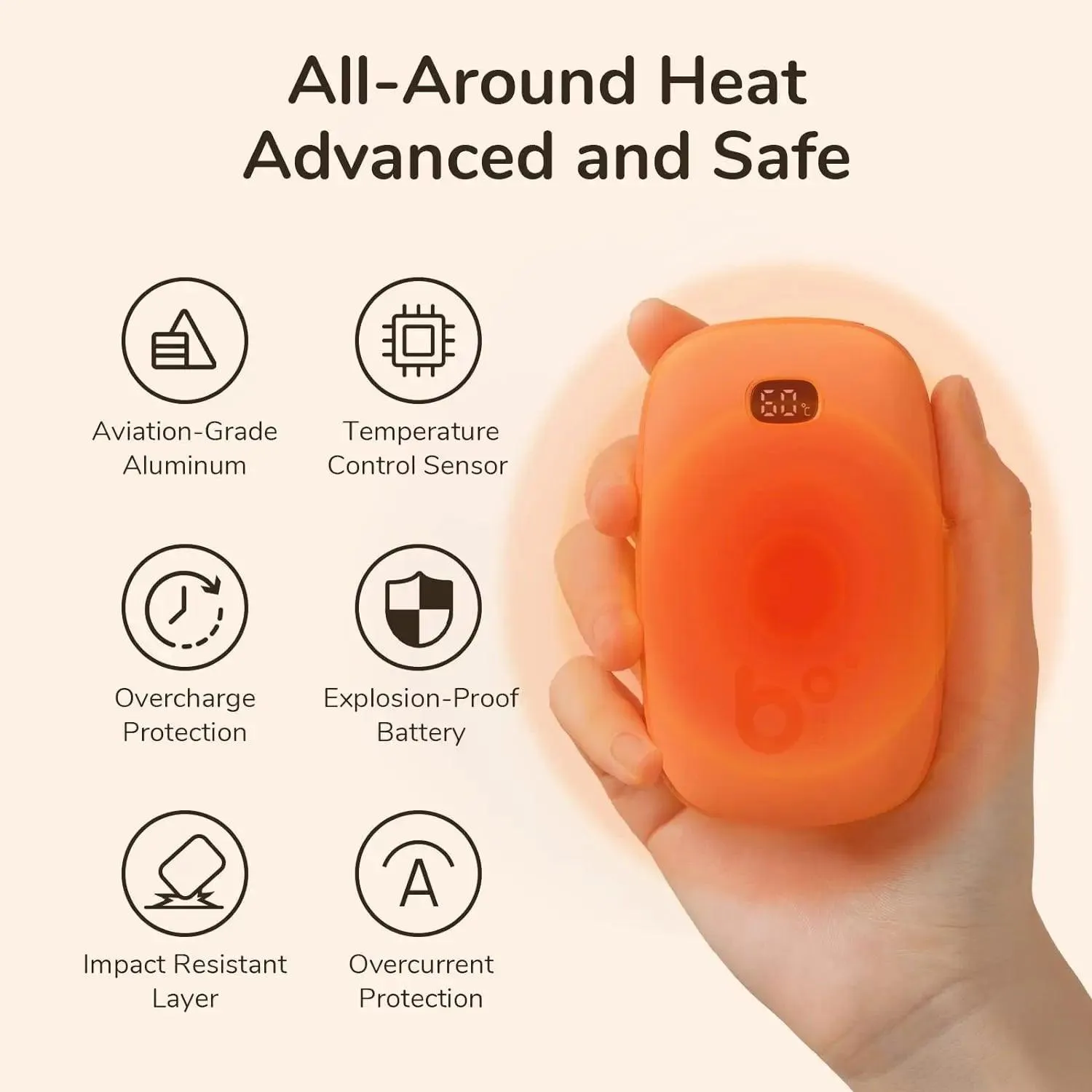 Portable Hand Warmer & Power Bank - Instant Heat with Digital Display & Long-lasting Battery