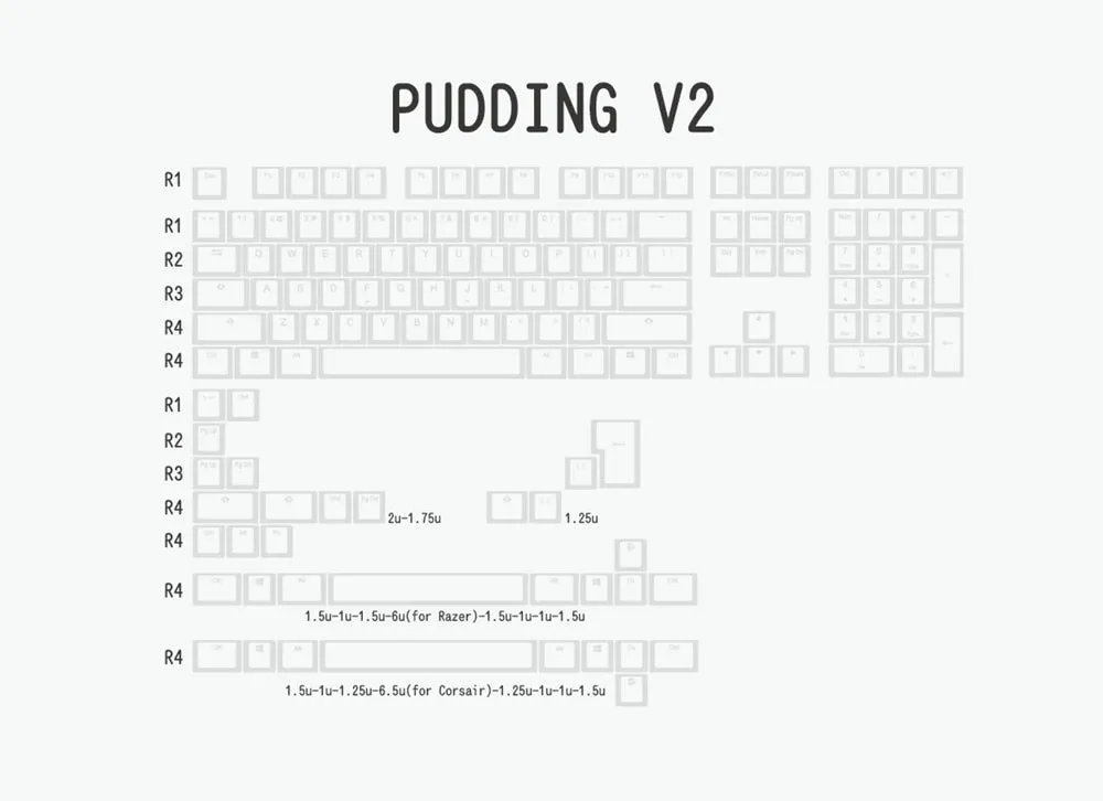 pudding V2 pbt doubleshot keycap oem backlit mechanical keyboard white black