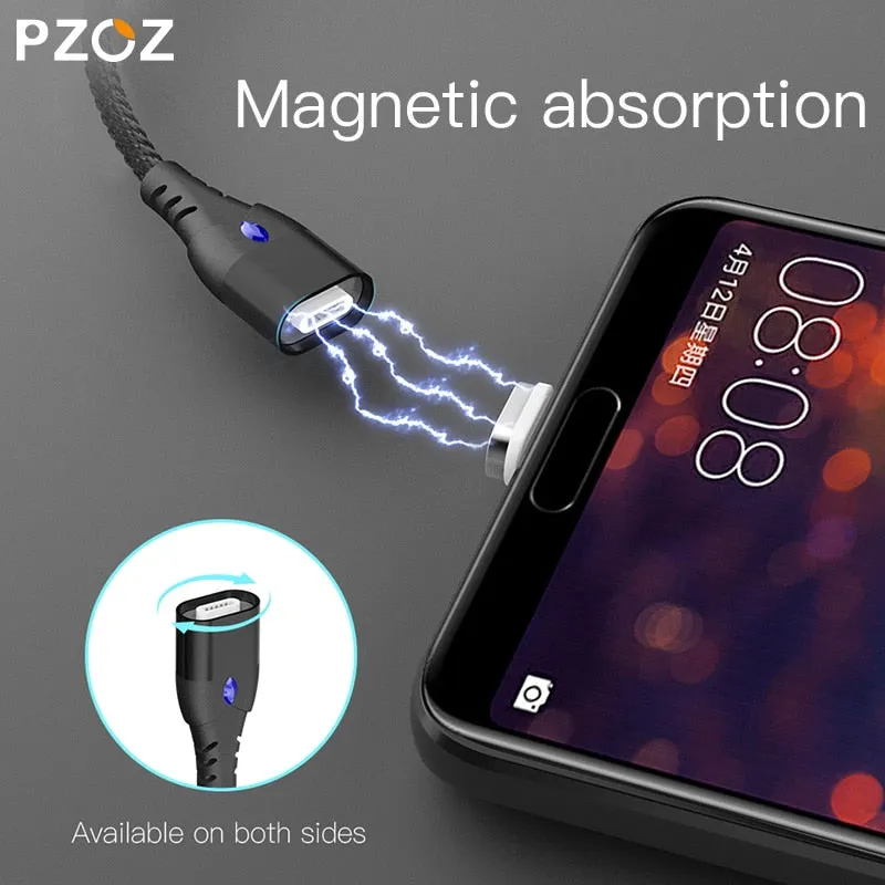 PZOZ 5A Magnetic Cable Micro usb Type C Super Fast Charging Microusb Type-C Magnet Charger usb c For iphone X 7 huawei usb cable