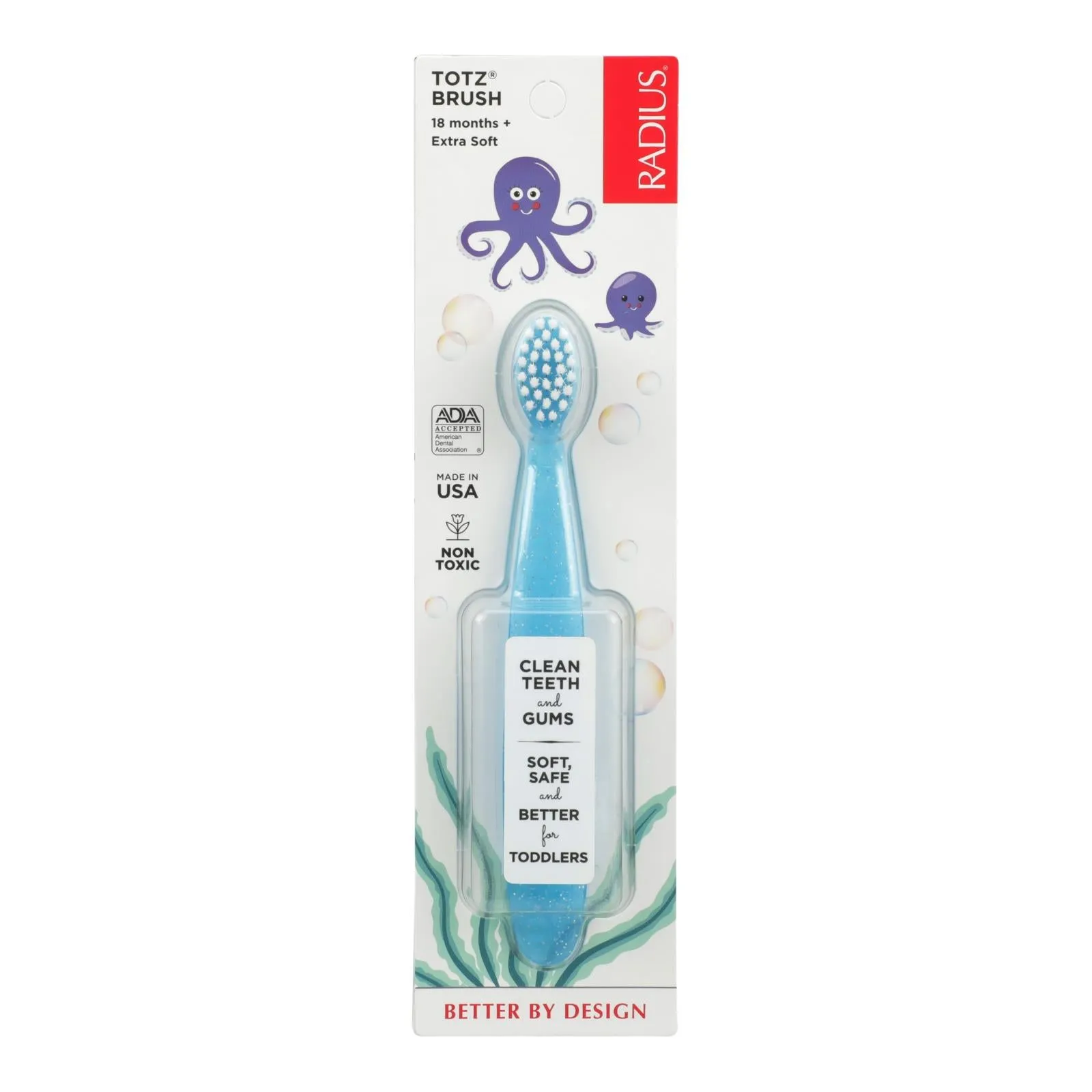 Radius - Totz Toothbrush 18  Months - Extra Soft - Clear Sparkle - Case Of 6