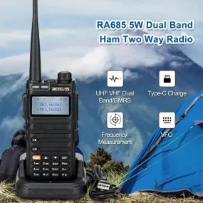 Retevis RA685 Walkie Talkie Ham Two-way Radio Stations Long Range Walkie-talkies Profesional UHF VHF USB Type C Charger 5W