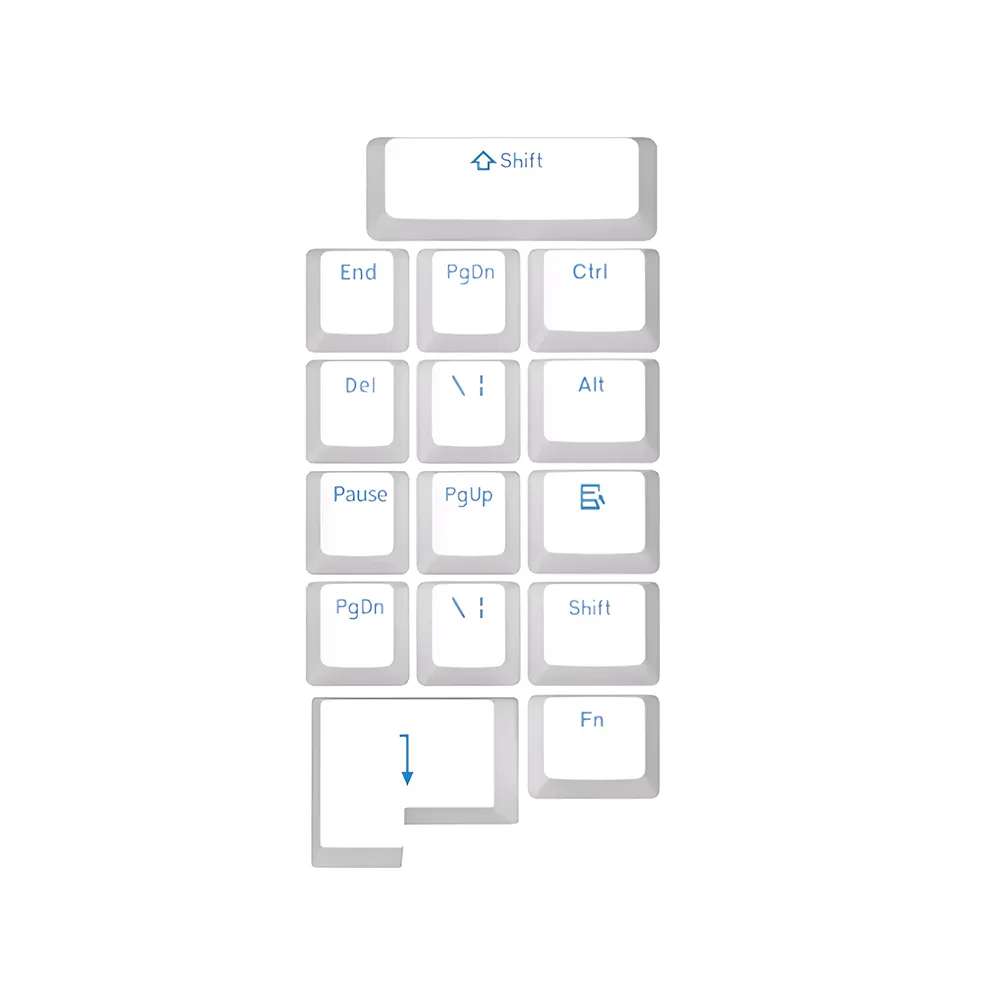 Royal Kludge RK RK-1105 Double Shot PBT Keycaps with IBM 115-Key Standard English and Tricolor Section Layout (White/Blue/Yellow) for Keyboards