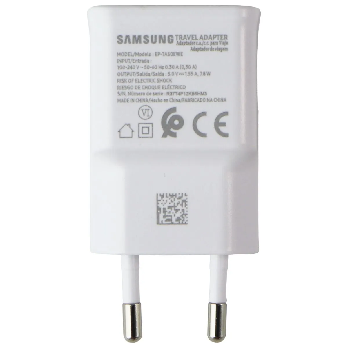 Samsung (5V/1.55A) 7.8W Travel Adapter (EU Plug) Charger - White (EP-TA50EWE)