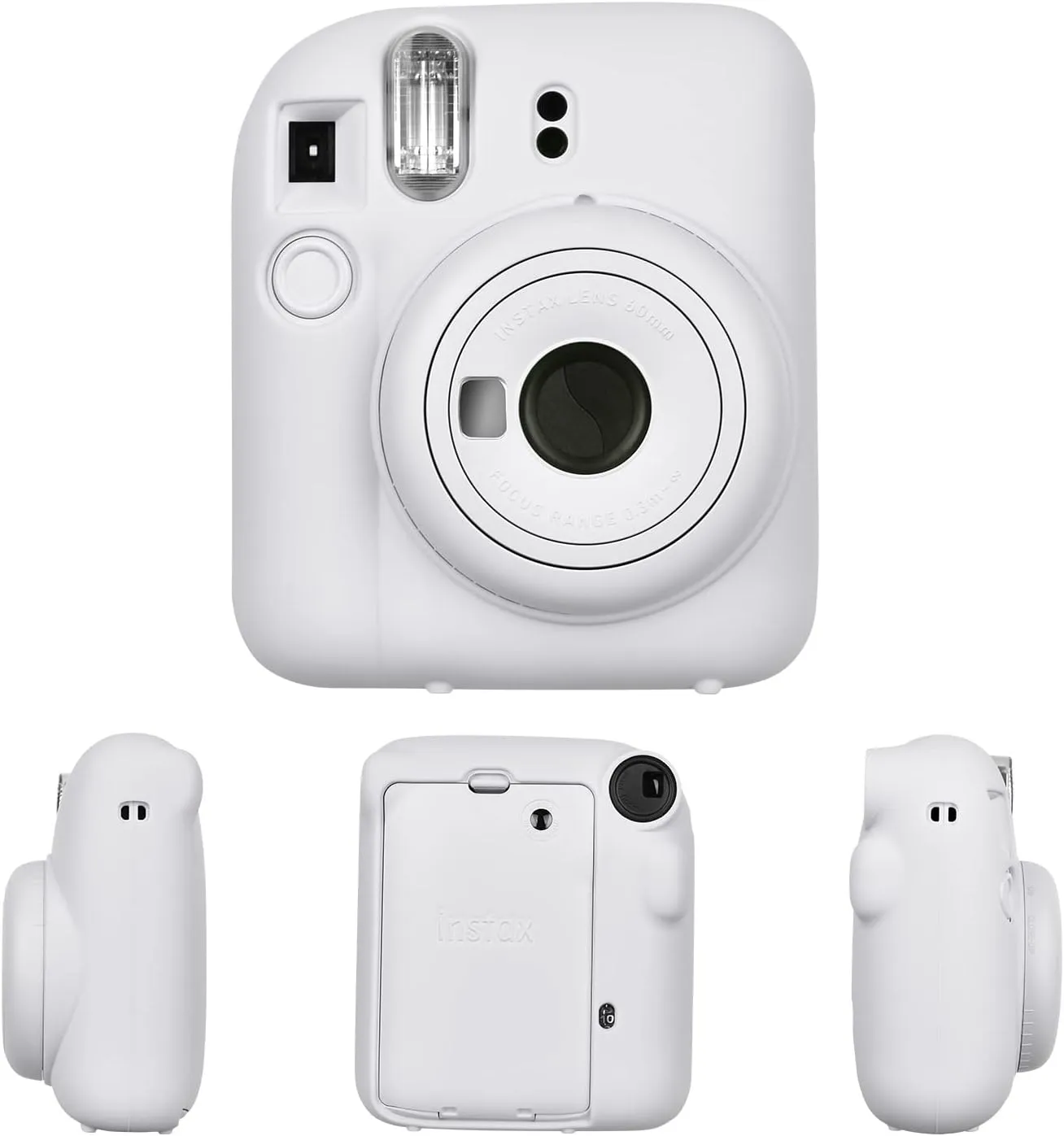 Silicone Case for Fujifilm Instax Mini 12 Instant Camera Case |Soft Protective Camera Cover with Adjustable Shoulder Strap - Clay White