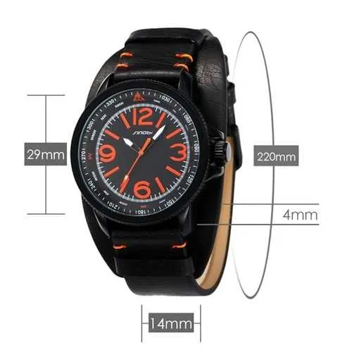 SINOBI 9556 Casual Men Sport Watch Fashion Army Military Leather Analog Wrist Watch