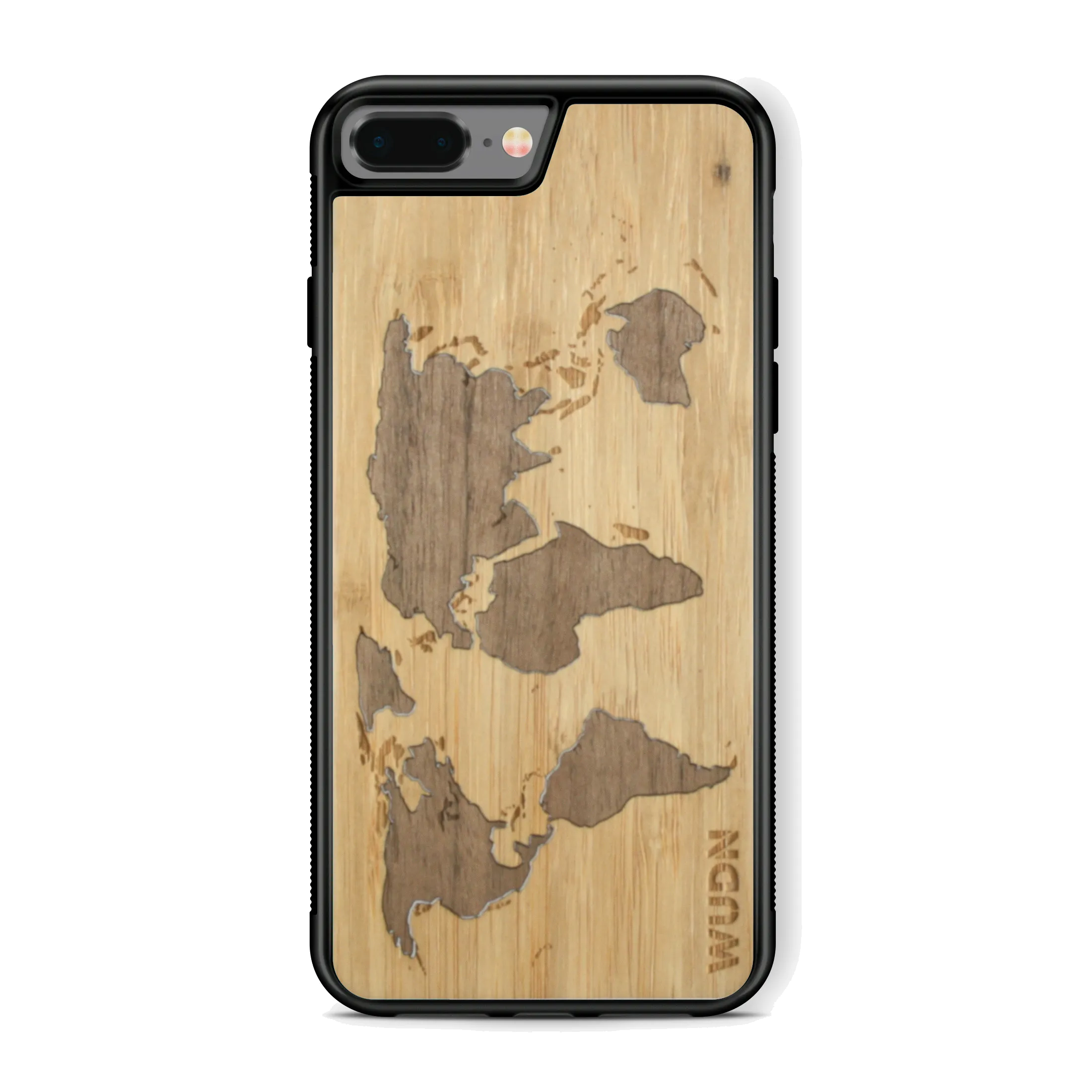 Slim Wooden Phone Case (Bamboo Inlay) | World Map Traveler