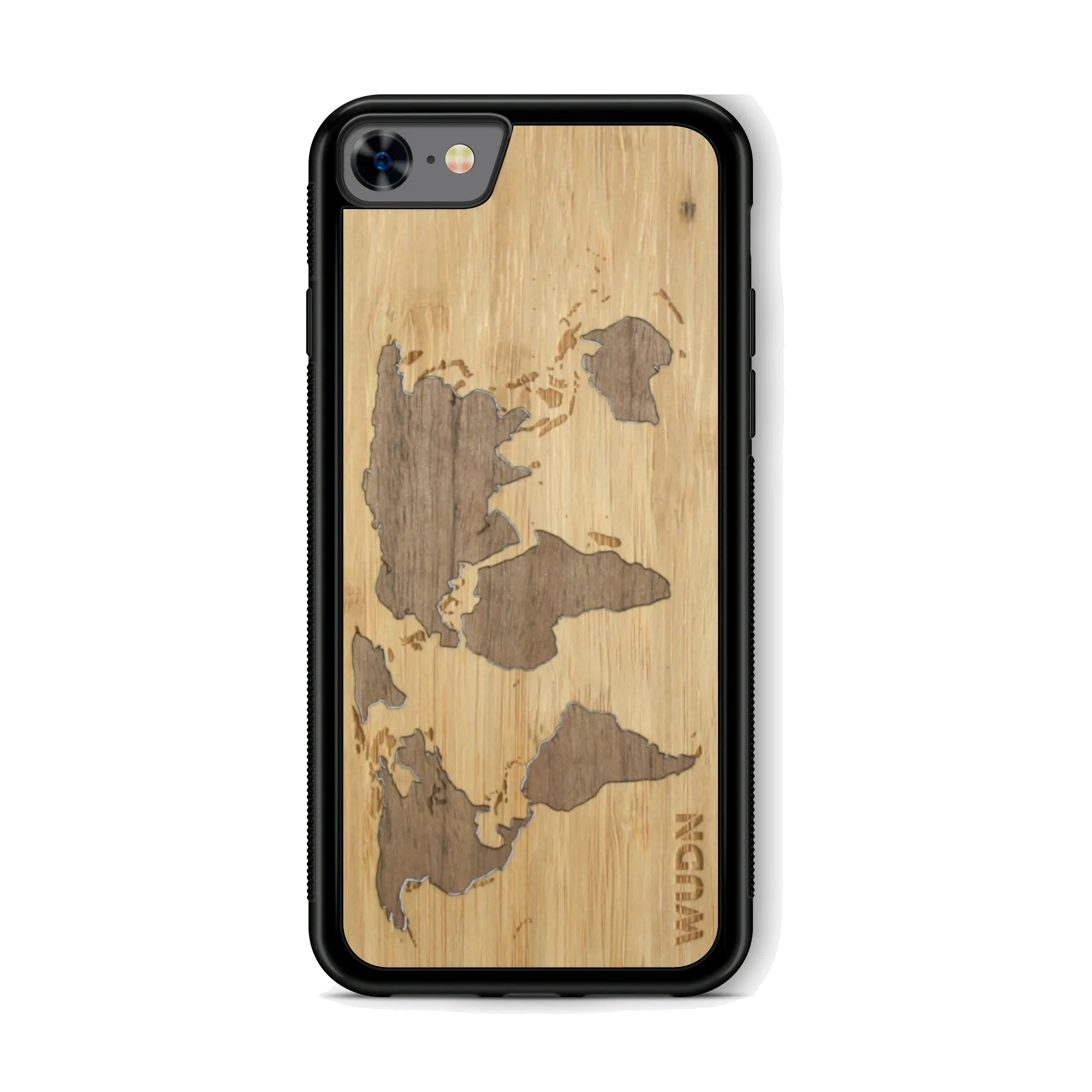 Slim Wooden Phone Case (Bamboo Inlay) | World Map Traveler